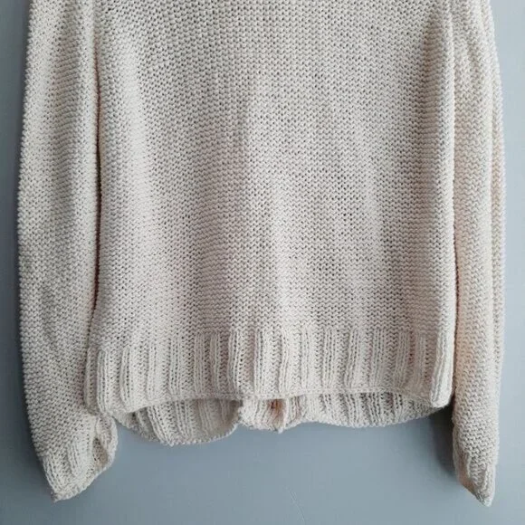PURE HANDKNIT Chunky Knit Cardigan Sweater Cable Ivory Sz M /L - Picture 9 of 10